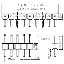 CONNETTORE STRIP  MASCHIO  40 POLI Serie: PH1RU25  Passo 2.54 mm FILA SINGOLA 90° H. 7 MM / H 3 MM